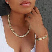 Diamond Cuban Chain + Bracelet Bundle in Yellow Gold- 8.5mm