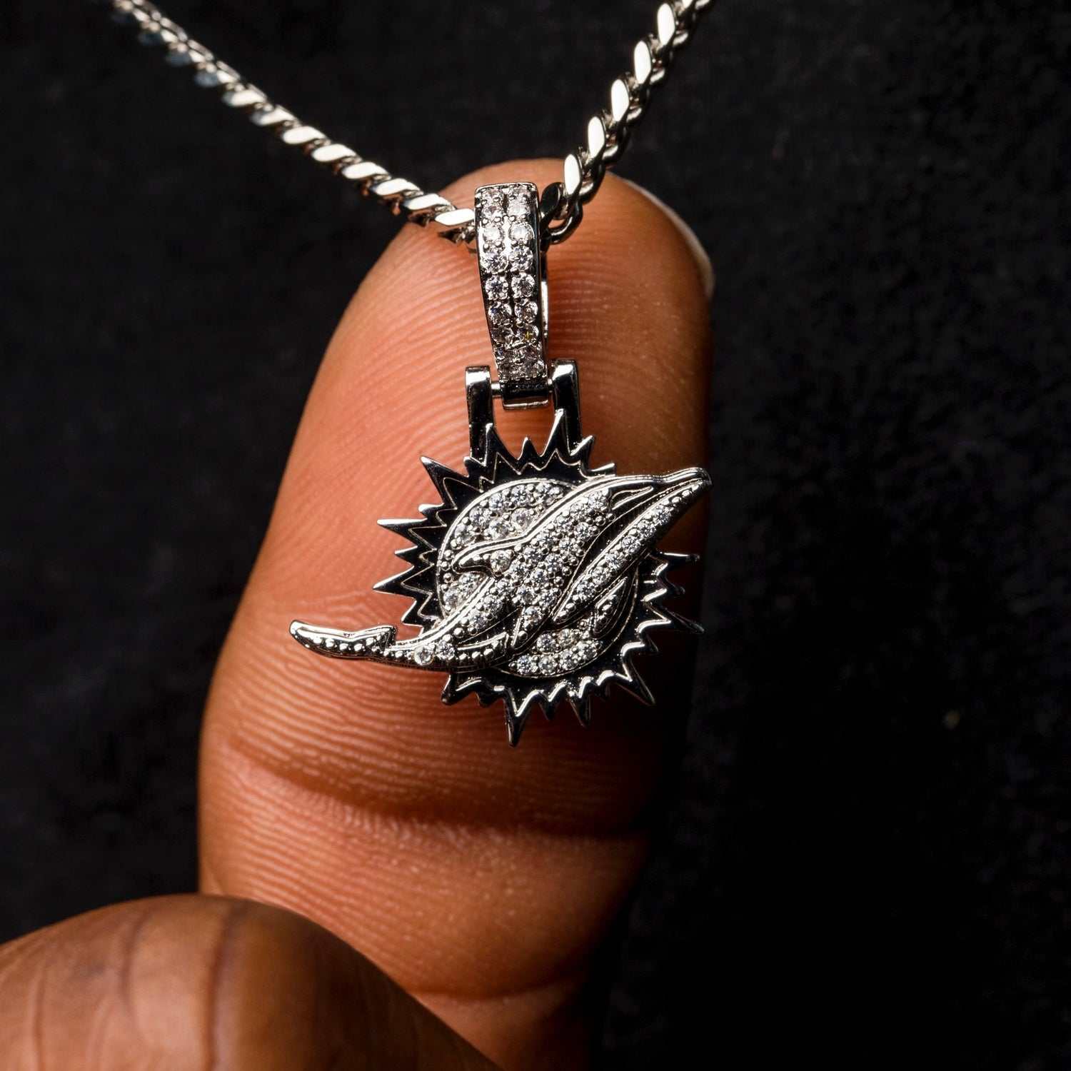 Miami Dolphins Official NFL Micro Logo Pendant - White Gold – The