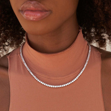 Collar tenis de diamantes en oro rosa - 3mm