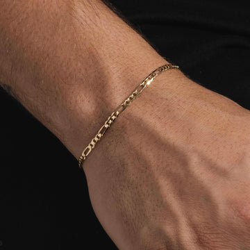 Pulsera Figaro de oro macizo de 10k (3 mm)