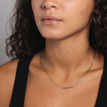 10k Solid Gold Figaro Link Necklace (2mm) - The GLD Shop