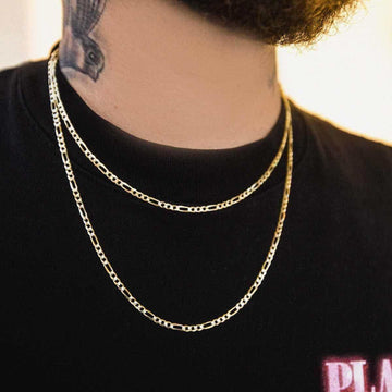 10k Solid Gold Figaro Link Necklace (3mm) - The GLD Shop