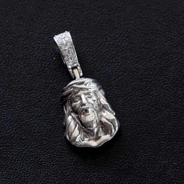 Micro Colgante de Jesús de Oro Blanco Sólido