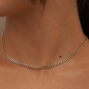 Cadena Micro Cubana de 3 mm en Oro Amarillo