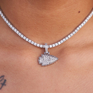 Kansas City Chiefs Official NFL Micro Logo Pendant - White Gold