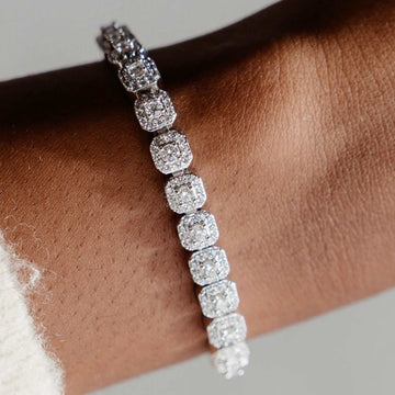 Pulsera de tenis microengastada - Oro blanco