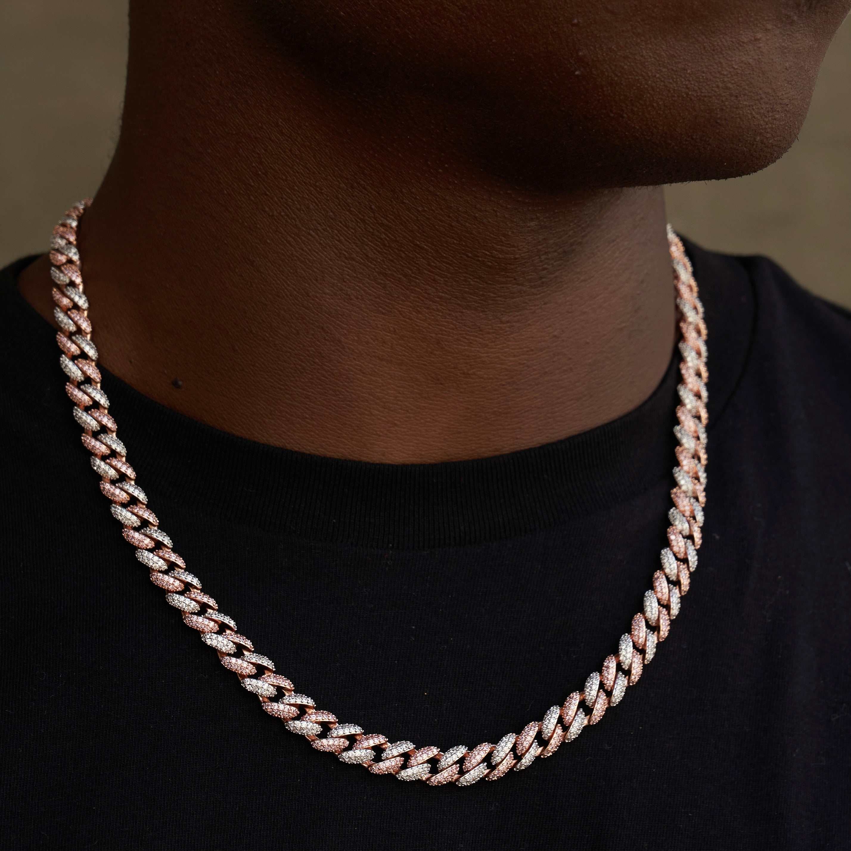 Diamond Cuban Chain in Rose/White Gold