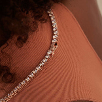 Gargantilla de tenis con diamantes en oro rosa - 5 mm