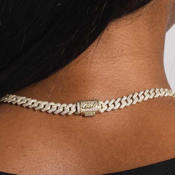 8.5MM Diamond Prong Cuban Necklace - Yellow Gold - The GLD Shop