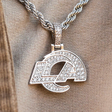 Colgante Los Angeles Rams Oficial NFL Micro Logo - Oro Blanco