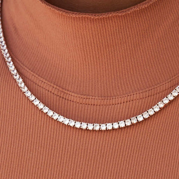Collar tenis de diamantes en oro rosa - 3mm