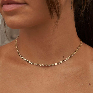 Cadena Micro Cubana de 3 mm en Oro Amarillo