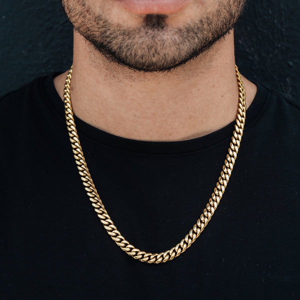 Solid Gold Miami Cuban Link Chain in Yellow Gold - 8mm