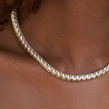 Gargantilla de tenis con diamantes en oro amarillo - 5 mm