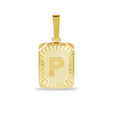 Colgante con inicial cuadrada en oro amarillo