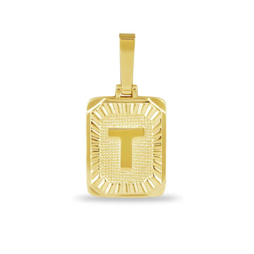 Colgante con inicial cuadrada en oro amarillo