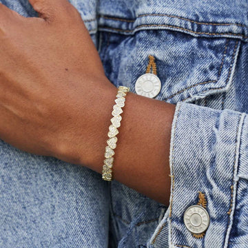 Eternity Heart Cuff Bracelet in Yellow Gold