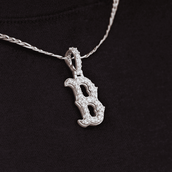 Micro colgante Boston Red Sox en oro blanco