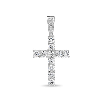 Lab Grown Diamond Cross Pendant in Solid White Gold