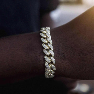 Diamond Cuban Link Bracelet in Yellow Gold - 12mm - The GLD Shop