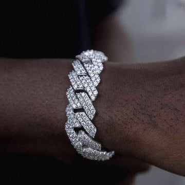 Diamond Prong Link Bracelet in White Gold - 19mm - The GLD Shop