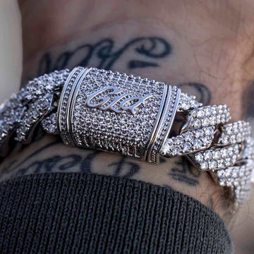 Diamond Prong Link Bracelet in White Gold - 19mm - The GLD Shop