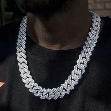 Diamond Prong Link Chain in White Gold - 19mm - The GLD Shop