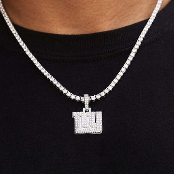 Colgante con micro logotipo oficial de la NFL de los New York Giants - Oro blanco
