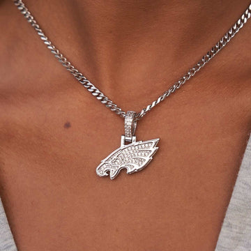 Colgante con micrologotipo oficial de los Philadelphia Eagles de la NFL - Oro blanco