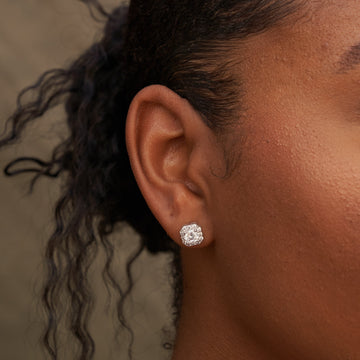 Pendientes de oro blanco con micro diamantes en grupo