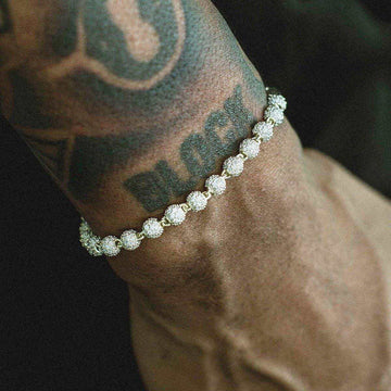 Iced Ball Bracelet in Yellow Gold - 4mm - The GLD Shop