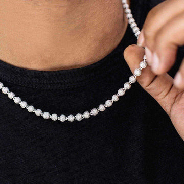 Iced Ball Chain in White Gold - 4mm - The GLD Shop