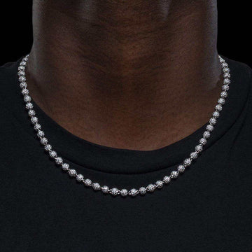Iced Ball Chain in White Gold - 4mm - The GLD Shop