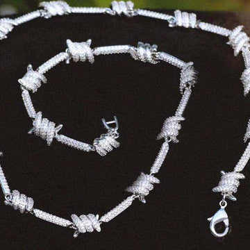 Iced Barbed Wire Chain in White Gold - The GLD Shop