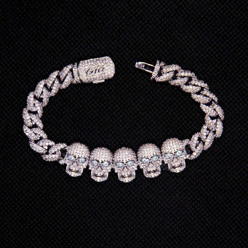 Iced Skull Bracelet in White Gold - The GLD Shop