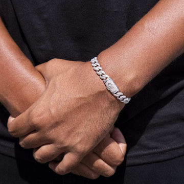 Iced Skull Bracelet in White Gold - The GLD Shop