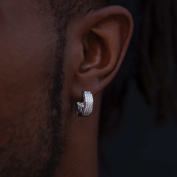 Pendientes de aro anchos con pavé de oro blanco
