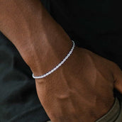 Pulsera de cuerda en oro blanco (ajustable) - 2 mm