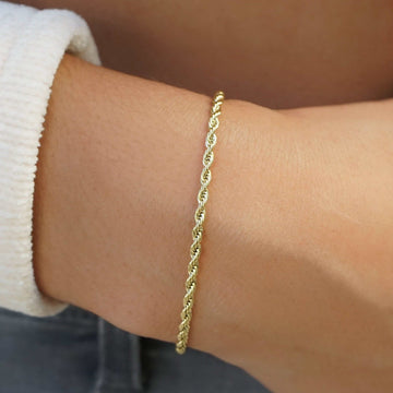 Rope Bracelet in Yellow Gold (Adjustable)- 2mm