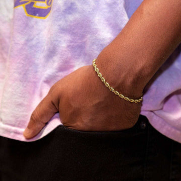 Rope Bracelet in Yellow Gold (Adjustable)- 4mm