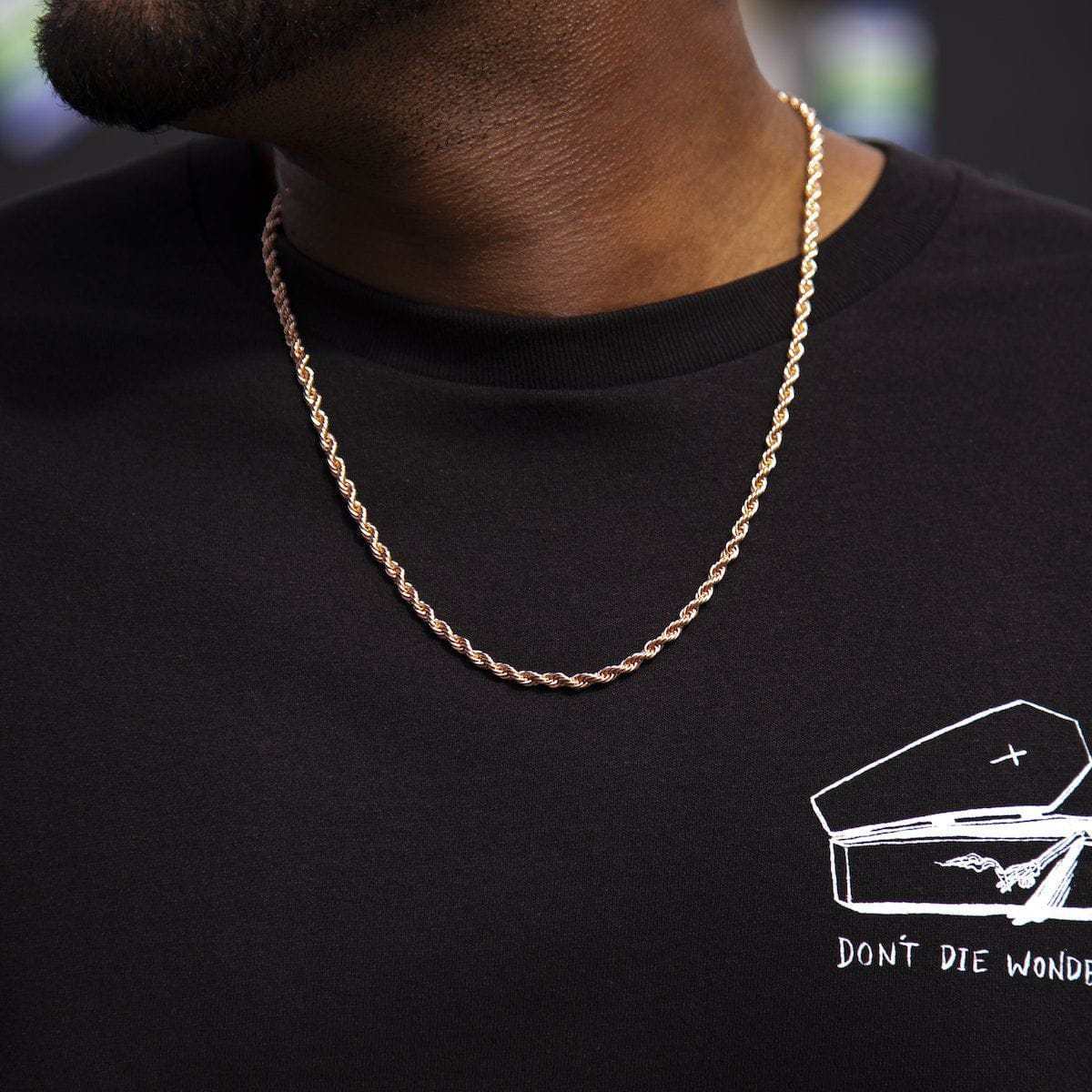 20 Inch Rose Gold Rope Necklace Solid Rose Gold Rope Chain (4mm)