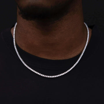 Round Cut Tennis Necklace in White Gold - 3mm - The GLD Shop
