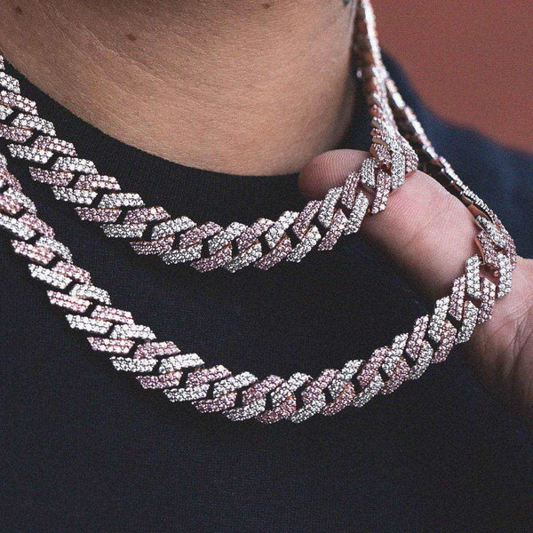 10mm Two-Tone Prong Link Chain in Rose/White Gold