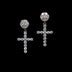 Diamond Studded Cross Earrings in White Gold