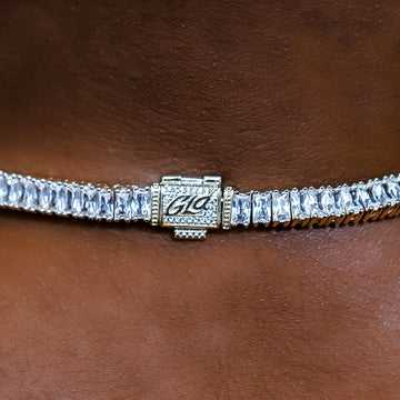 Diamond Baguette Tennis Chain in Yellow Gold- 6mm