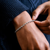 Pulsera de cuerda en oro blanco - 4 mm