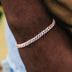Pulsera Cubana de Micro Diamantes Engastados en Oro Rosa - 6mm