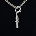 Colgante micro cruz Ankh de oro blanco con clip