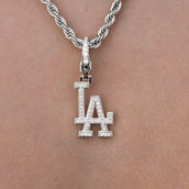 Los Angeles Dodgers Official MLB Micro Logo Clip On Charm  Pendant in White Gold