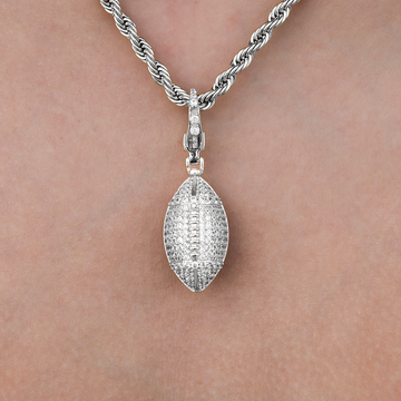 Football Clip On Charm Pendant in White Gold